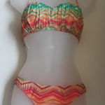 O'Neill  New Multicolor Chevron Print Halter Top with Cheeky Bikini Bottom Set A5 Photo 0