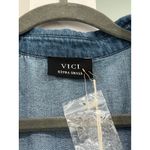 VICI NEW  Denim Chambray Puff Sleeve Belted Romper Extra Small Photo 2