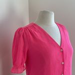 J.Crew V-Neck Button Down Womens Sz XXS Hot Pink Gauze Short Sleeve Photo 1