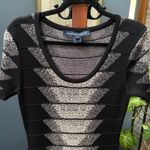 French Connection y2K Jacquard Textured Bodycon Sheath Dress Black/Birch size 10 Photo 3