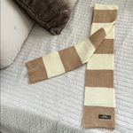 Coach  100% wool knit, cream tan, preppy classic stripe winter scarf OS Photo 8