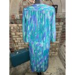 dress blouson floral vintage 1980s micro pleat top purple aqua Size M Photo 8