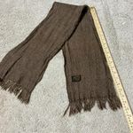 100% Pure Wool Scarf Tan Brown Houndstooth Fringe Photo 2