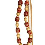 Wooden Bead 90s Asian Floral Vintage Choker Necklace Red Photo 3