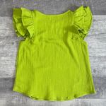 Boutique Ces Femme Ruffle Sleeve Cotton Gauze Top Womens M Bright Lime Muslin Green Size M Photo 2