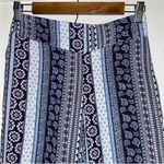 New Look  Blue Multi Color Bell Bottoms pants women’s size medium boho paisley Photo 3