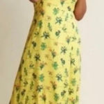 Modcloth  Inclined to Impress Bold Yellow Floral Print Dress Cottagecore Sz Large Photo 0