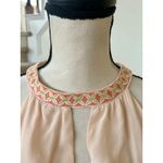 Spartina 449  Pale Blush Pink Silk Embroidered Tie Neck Sleeveless Blouse Photo 3