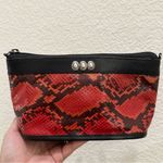 Brighton Vintage  Red/Black Snakeskin Leather Small Pouch Crossbody Bag NO STRAP! Photo 10