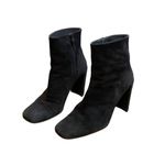 Stuart Weitzman black suede heeled Booties 4” heel shin height size 9 Photo 2