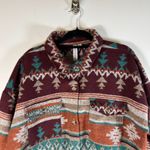 GRACE KARMA Women's 3X Southwestern Patterned Shacket Jacket Burgundy Teal boho Brown Photo 1