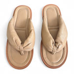 free people Vicenza Beige Leather Thong Sandals Minimalist Casual puffy Slides 6 Tan Photo 0