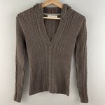 Old Navy Y2K Brown V Neck Bella Swan Elena Gilbert Fitted Stretch Sweater Hoodie Photo 1