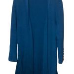 Talbots  petites blue ribbed gold button accents long sleeve sweater MP Photo 0