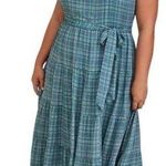 Torrid New  Maxi Lindsay Hi Neck Blue Plaid Tiered Long Dress Size 2X Sleeveless Photo 0