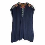 Johnny Was Heidi Floral Embroidered Tunic Top Dress Gray Boho M Mini Resortwear Photo 1