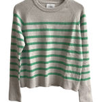 STITCHES + STRIPES Women's Striped Crewneck Sweater Size S Light Gray Green Knit Photo 0