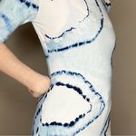 Norma Kamali  Blue Tie Dye Turtleneck Short Sleeve Blouse Photo 3