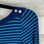 Anthropologie Akemi + Kin Top Womens Small Blue Stripped Mother of Pearl Buttons Photo 1