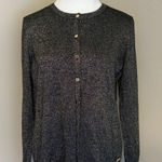 Calvin Klein NWOT Gray Metallic Sparkly Button-Down Cardigan Sweater Large Photo 0