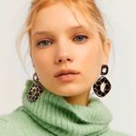 Boutique Big Statement Black Stud Earrings  Photo 0