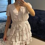 Francesca's Polka Dot Ruffle Satin Dress Photo 0