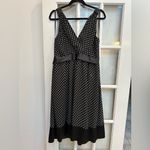 Eliza J Vintage  Black Polka Dot Chiffon Retro Pinup Midi Dress Plus Size 16W Photo 3