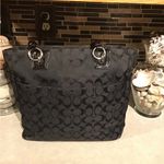 Coach Signature Black A1348- 23767E Side Zippers Gallery Tote Shoulder Handbag Photo 3