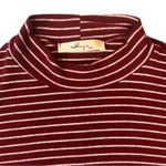 Gaze Maroon White Stripe Mock Neck Long Sleeve Top Retro Grunge Size Small Red Photo 1