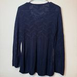 White House | Black Market Navy Lace Up Mix Knit Bell Sleeve Sweater Size XS Photo 6