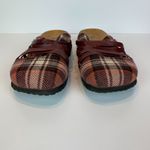 Think! Clogs 8 8.5 Plaid Leather Strappy Comfort Slides Shoes Sandals 39 Purple Photo 6