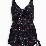 Torrid  Wireless Short Asymmetrical Twist Front
Swim Dress Size large 12 Galaxy Photo 3