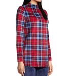 Lands' End Cozy Long Sleeve Pajama Plaid Red and Blue Women's Top Photo 2