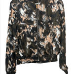 H&M  Women's Black and Tan Satin Abstract Print Bomber Jacket Photo 0