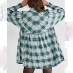 Free People Green Redwood Flannel Plaid Babydoll Mini Dress Size Medium Photo 1