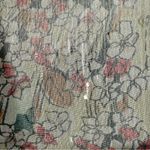 Vintage Silk Scarf Floral FLAWS Green Cream Retro Square Border Women Autumn Photo 9