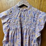 Love the Label Josepha Printed Smocked Short Sleeve Blouse Top Lavender XS Purple Photo 8