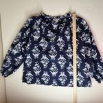 J Crew Floral Peasant Blouse Size XL Navy Feminine Preppy Lightweight Romantic Blue Photo 6