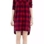 J.Crew Red & Blue Plaid Gingham Checker Long Sleeve Shirt Dress NEW XS Photo 4