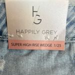 Happily Grey Denim Striped Shorts Super High Rise Wedge Button Fly  1/25 NWT Photo 3