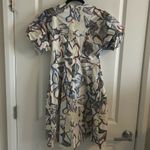 COS  Women Size 4 Dress Printed Draped Sleeved Geometric Floral Print Blu… Photo 4