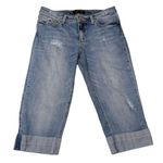 Seven7 Y2K  Lightly Distressed Lightwash Cuffed Capri Style Jeans Size 8 Photo 1
