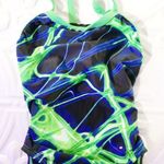 Waterpro Lightning Thin Strap One Piece Swimsuit Size 26/28 Blue Photo 0
