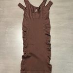 Brown Bodycon Mini Dress Ribbed Ruched‎ Sleeveless Tank Casual Party Size undefined Photo 9
