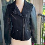Forever 21 BLACK FAUX LEATHER / SWEATER MOTO JACKET Photo 0