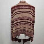Charlotte Russe  Burgundy & Blush Marled Stripe Watetfall Cardigan Size Medium Photo 3