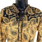 Paisley Print Cotton Band Collar Tapered Tunic Women’s Size Small Black Photo 1