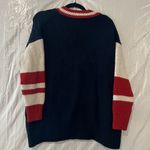 ZARA  Navy Blue Knit Oversized V-Neck Sweater Size Small Photo 4
