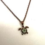 Copper tone and green turtle pendant necklace Brown Photo 4