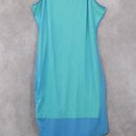 Blue Neon Bodycon Dress Spaghetti Strap Asymmetrical Hem Mesh Ruched Side Small Photo 0